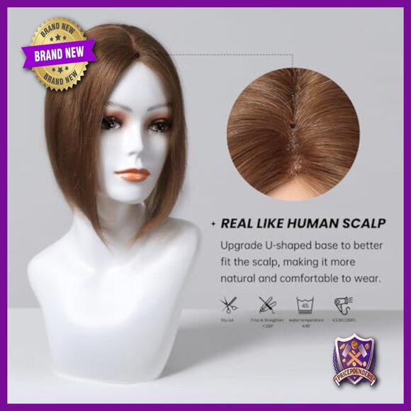 Hand-Tied Mono Topper for Thinning Hair, 100% Human Hair, Glueless Lightweight